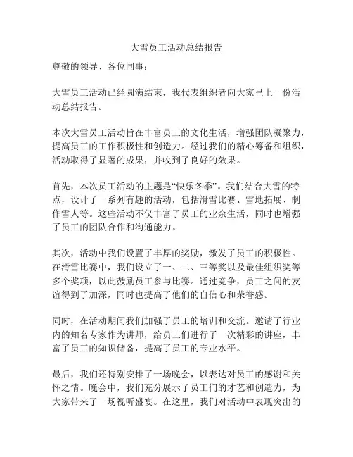 大雪员工活动总结报告