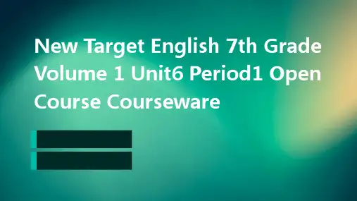 新目标英语七年级上册unit6Period1公开课课件