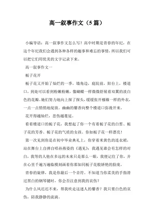高一叙事作文(5篇)