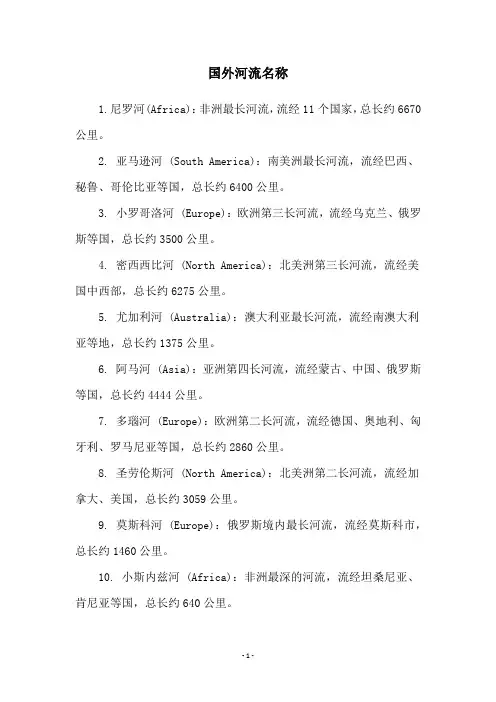 国外河流名称