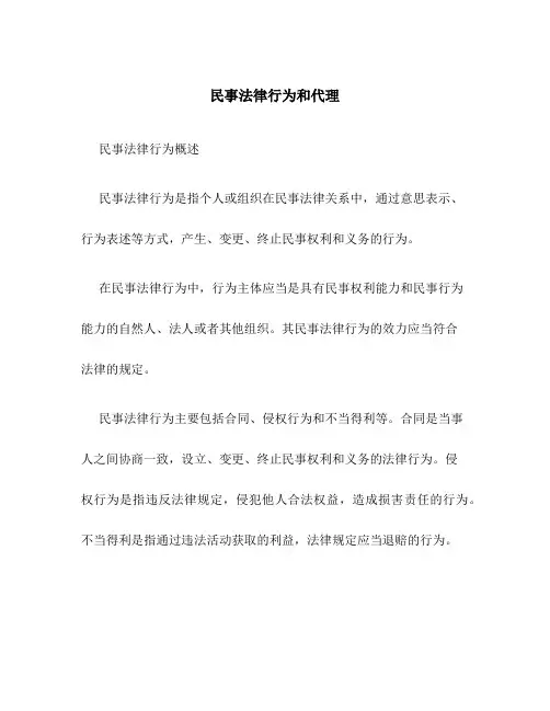 民事法律行为和代理
