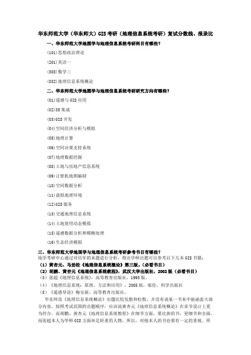 华东师范大学华东师大GIS考研地理信息系统考研复试分数线报