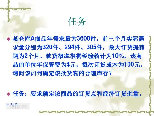 定量订货与定期订货习题练习概要