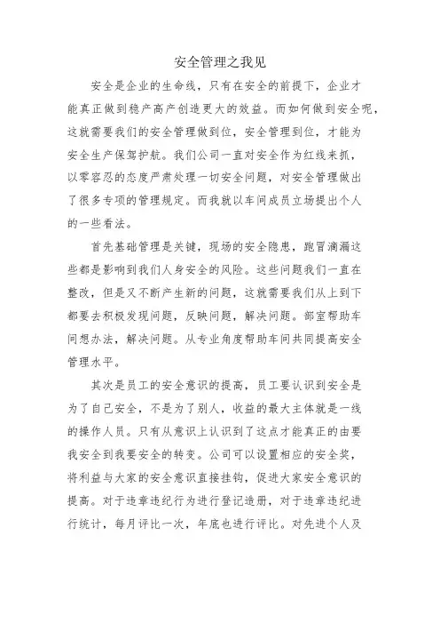 安全管理之我见