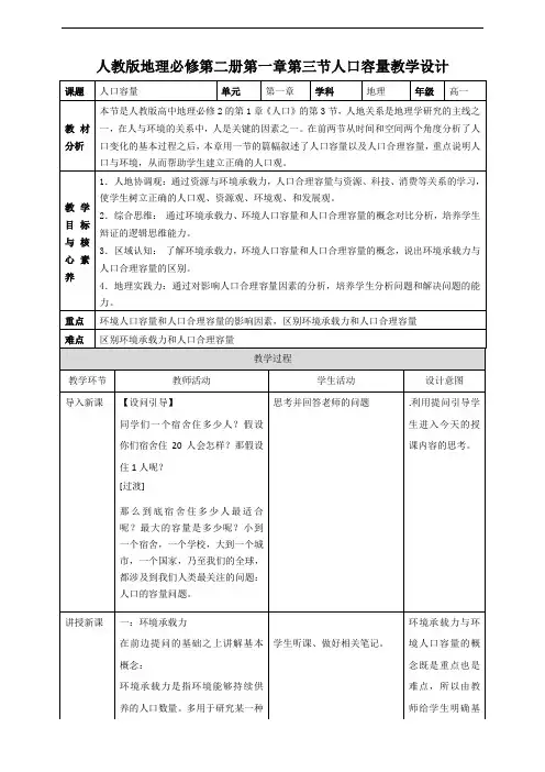 第一章第三节人口容量 （共24张PPT）教案