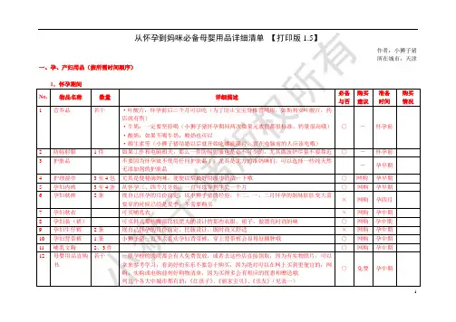 必备母婴用品详细清单