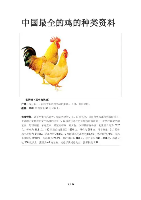 中国最全的鸡的种类资料