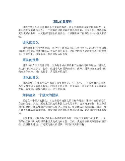 团队的重要性