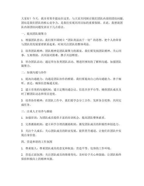 内部团结讨论发言稿范文