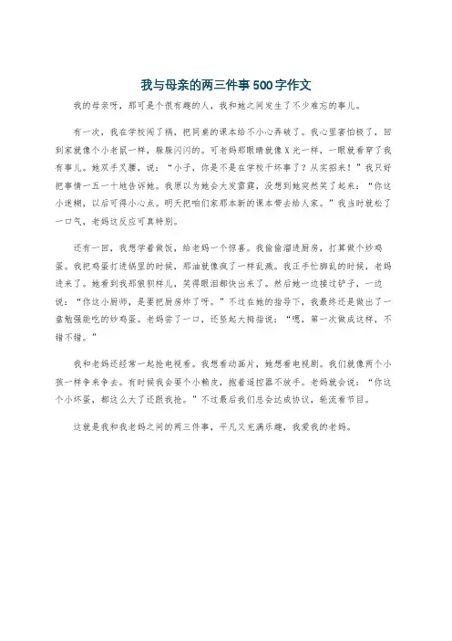 我与母亲的两三件事500字作文