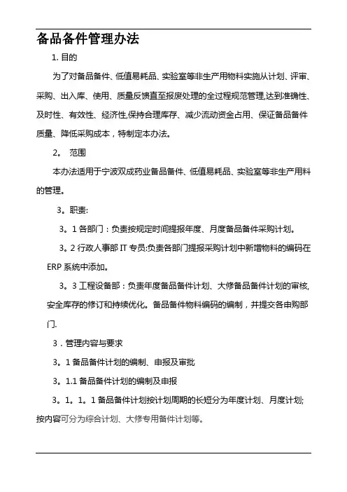 备品备件管理规程