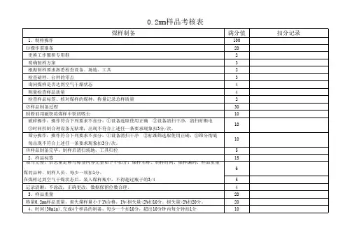 0.2mm考核标准