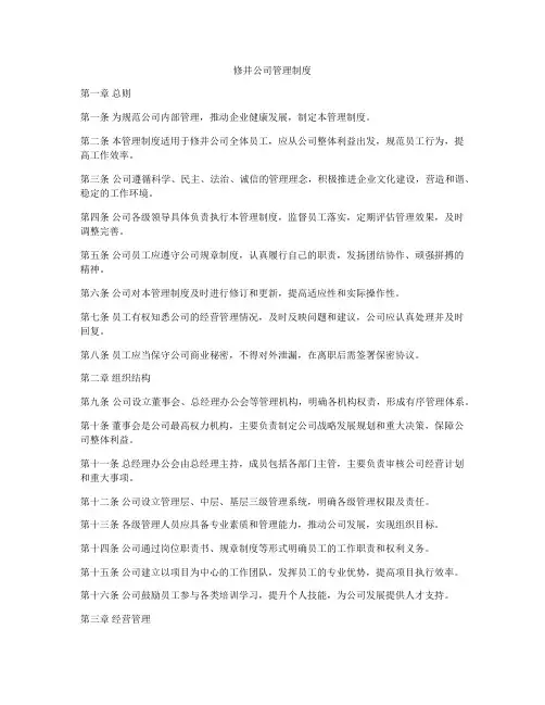 修井公司管理制度