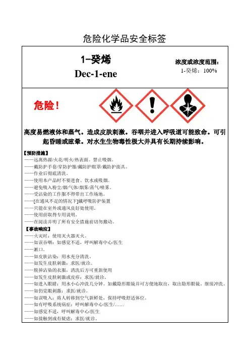 1-癸烯-危险化学品安全标签