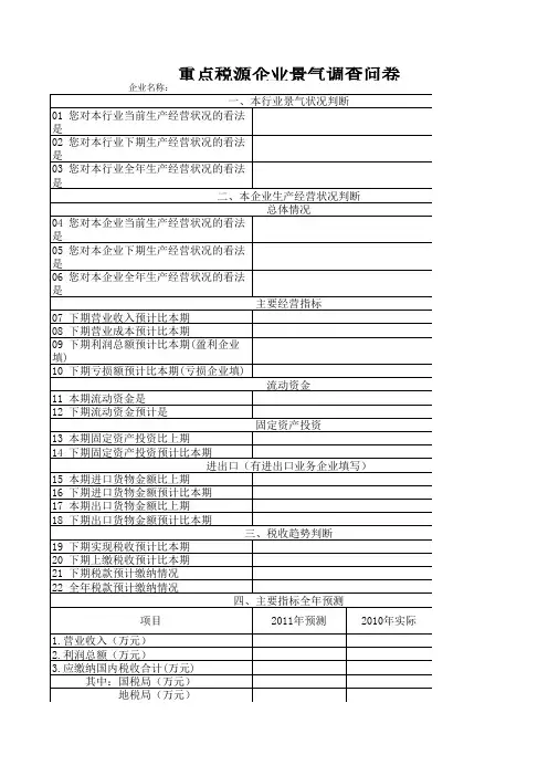 重点税源企业基本信息表