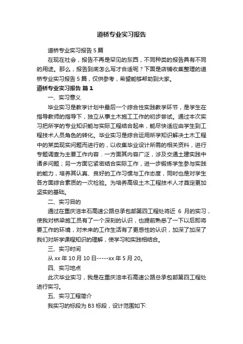 道桥专业实习报告