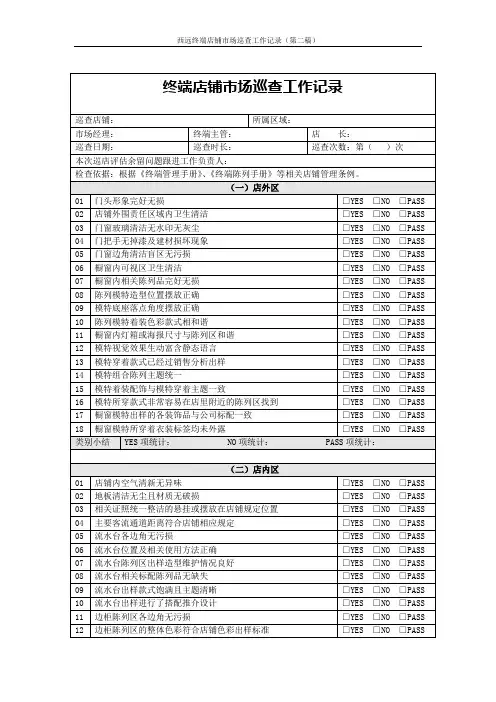 服装企业终端市场店铺的巡查表格