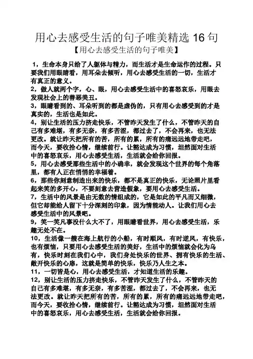 用心去感受生活的句子唯美精选16句