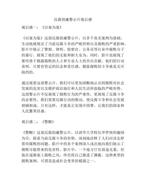 反腐倡廉警示片观后感