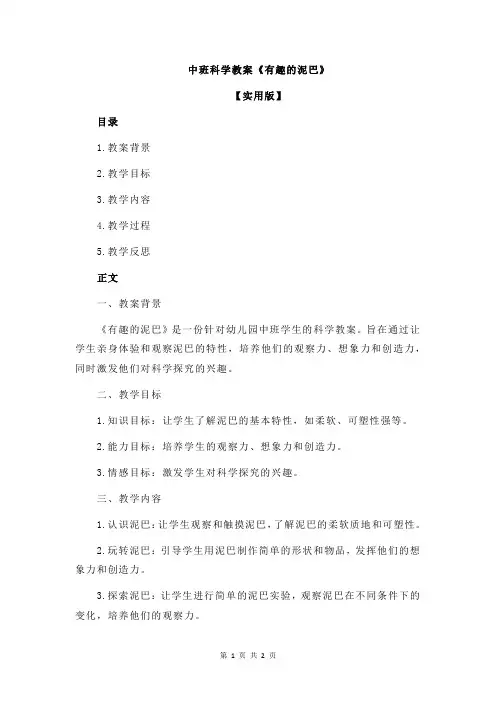 中班科学教案《有趣的泥巴》