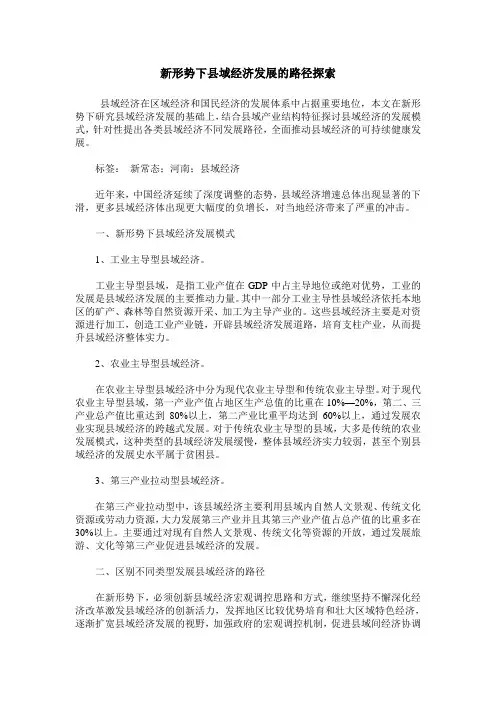 新形势下县域经济发展的路径探索