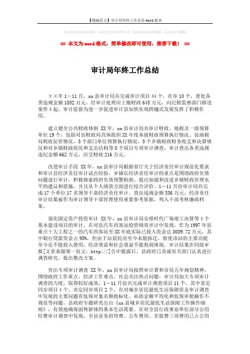 【精编范文】审计局年终工作总结word版本 (2页)