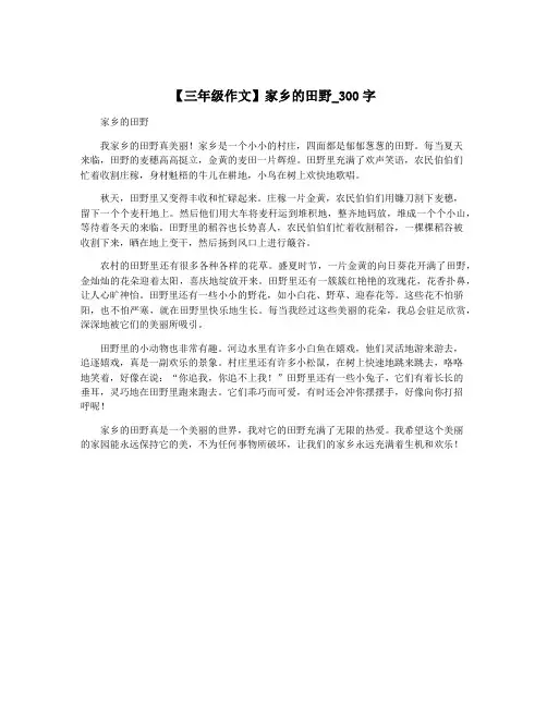 【三年级作文】家乡的田野_300字