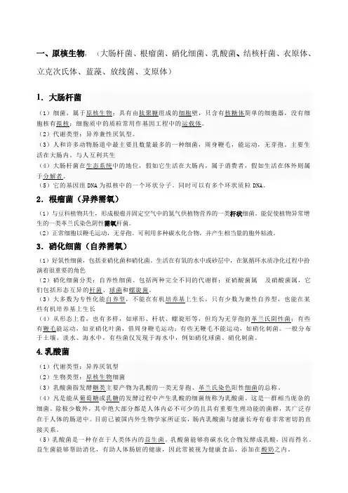 高中常见微生物