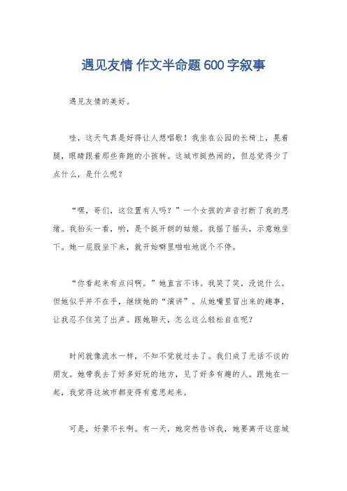 遇见友情 作文半命题600字叙事