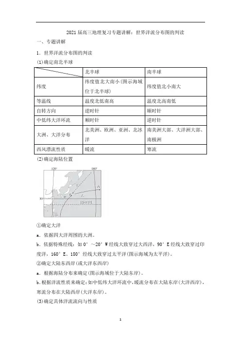 高三地理复习专题讲解：世界洋流分布图的判读