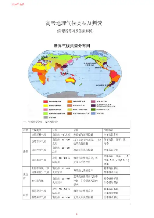 2020高考地理气候类型及判读(附跟踪练习及答案解析)