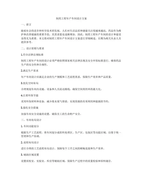 制药工程年产车间设计方案
