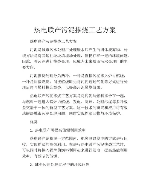 热电联产污泥掺烧工艺方案