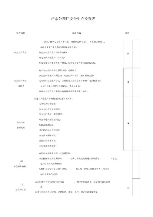 污水处理厂安全检查内容60033