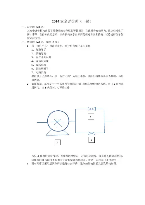 安全评级师考试一级（2014）