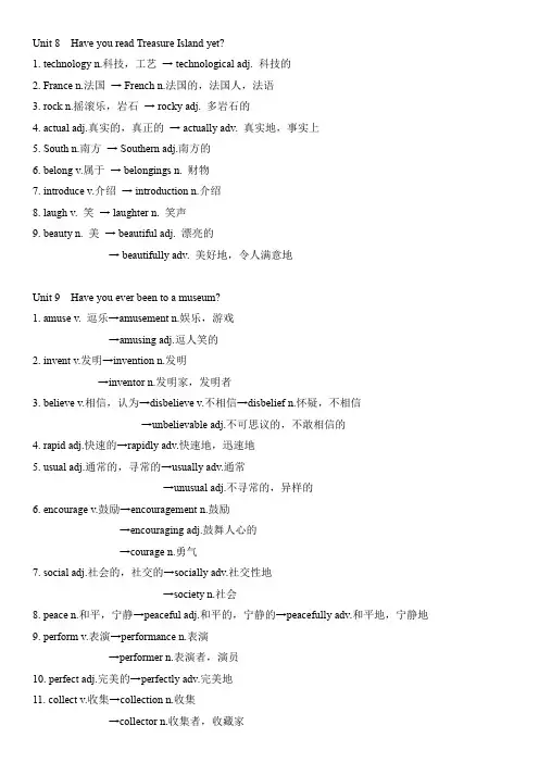 Unit8_10词汇变形词性转换人教版英语八年级下册