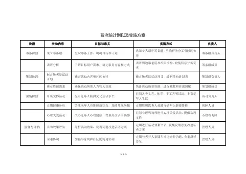 敬老院计划以及实施方案