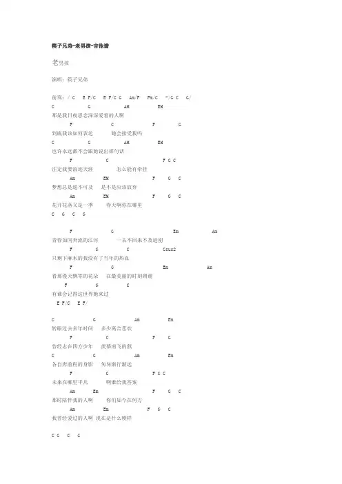 老男孩吉他谱txt
