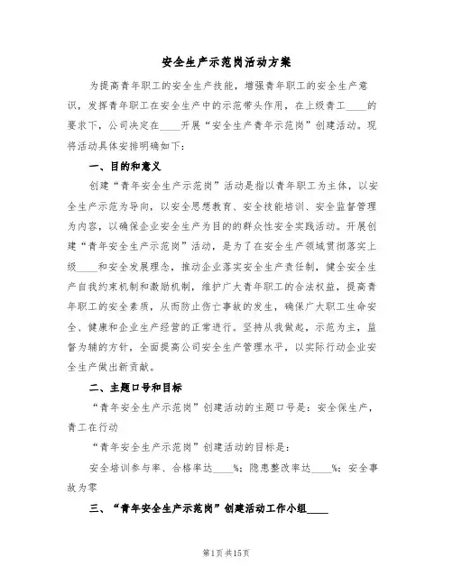 安全生产示范岗活动方案(六篇)