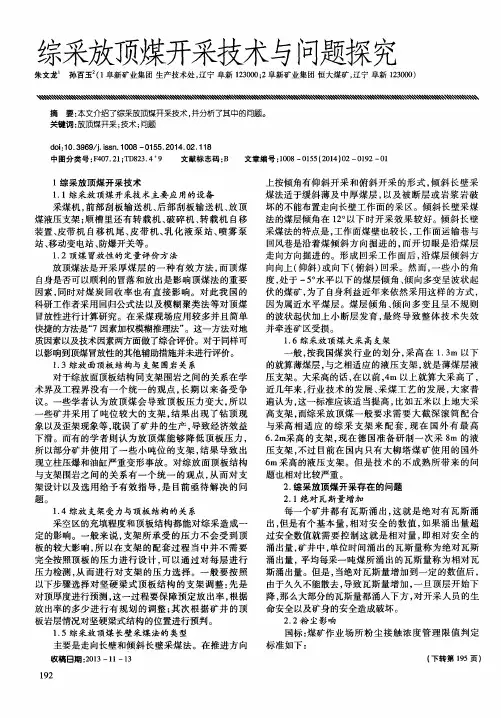 综采放顶煤开采技术与问题探究