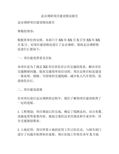 走访调研项目建设情况报告