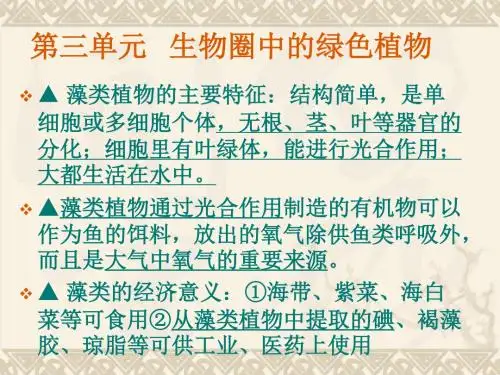 初中七年级(初一)生物专题三生物圈中的绿色植物