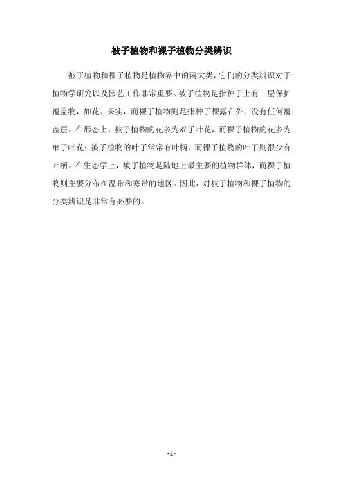 被子植物和裸子植物分类辨识