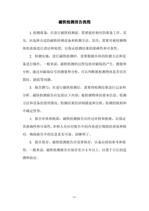 磁铁检测报告流程