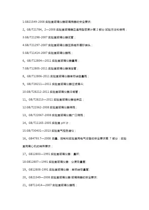 实验室常用标准