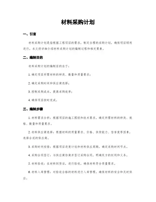 材料采购计划