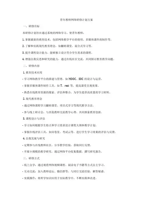 青年教师网络研修计划方案