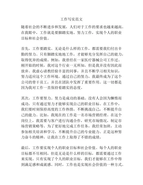工作写实范文