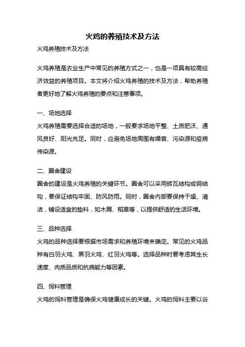火鸡的养殖技术及方法
