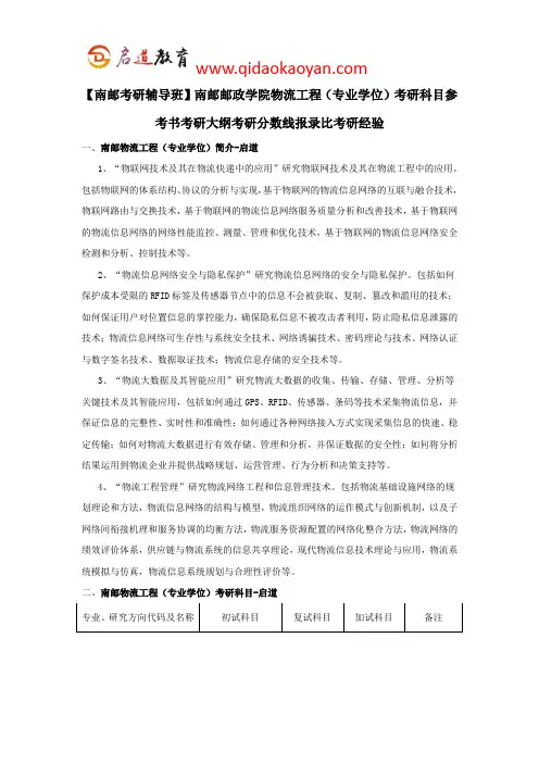 【南邮考研辅导班】南邮邮政学院物流工程专硕考研科目参考书考研大纲考研分数线报录比考研经验